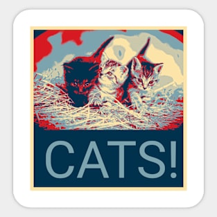 Cats! in Shepard Fairey style Sticker